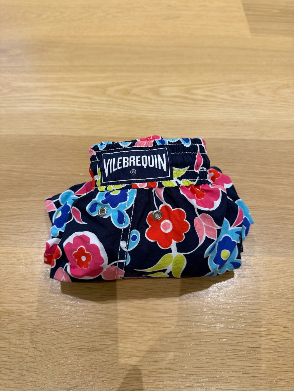 Vilebrequin Navy Swim Trunks with Bright Floral Print Men’s 5XL